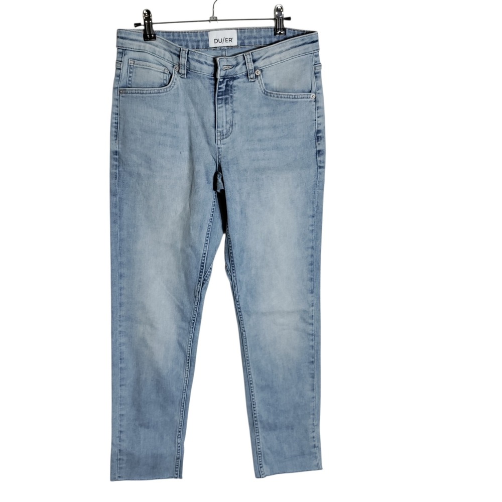 DU/ER Performance Denim Light Wash Slim Straight Jeans Coolmax‎ Stretch Blue